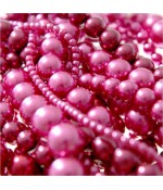 Perles nacrées 8 mm en verre de Bohême couleurs vives lot de 20 - Fuchsia