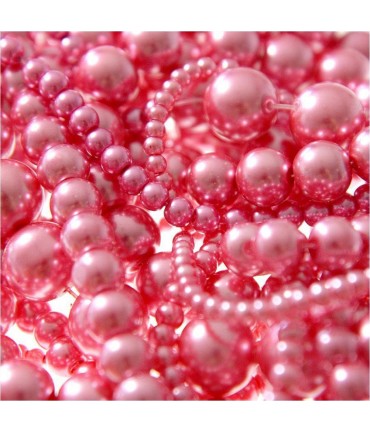 Perles nacrées 8 mm en verre de Bohême couleurs vives lot de 20 - Rose