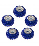Perles shamballa rondes soucoupes strass cristal 12 mm (lot de 5) - Bleu marine