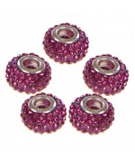 Perles shamballa rondes soucoupes strass cristal 12 mm (lot de 5) - Fuchsia