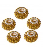 Perles shamballa rondes soucoupes strass cristal 12 mm (lot de 5) - Doré