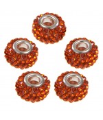 Perles shamballa rondes soucoupes strass cristal 12 mm (lot de 5) - Orange