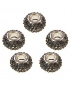 Perles shamballa rondes soucoupes strass cristal ( 5 pièces ) ( 14 mm de diamètre )