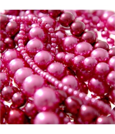 Perles nacrées 10 mm en verre de Bohême couleurs vives lot de 20 - Fuchsia