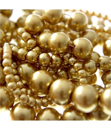 Perles nacrées 10 mm en verre de Bohême couleurs vives lot de 20 - Doré