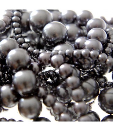 Perles nacrées 12 mm en verre de Bohême couleurs vives lot de 10 - Gris