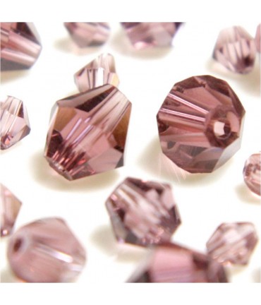 Perles cristal cz bicones quartz de Bohême 4 mm (120 pcs) - Mauve