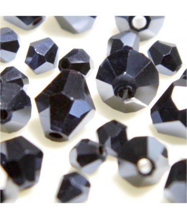 Perles cristal cz bicones quartz de Bohême 6mm (50 pcs) - Hématite