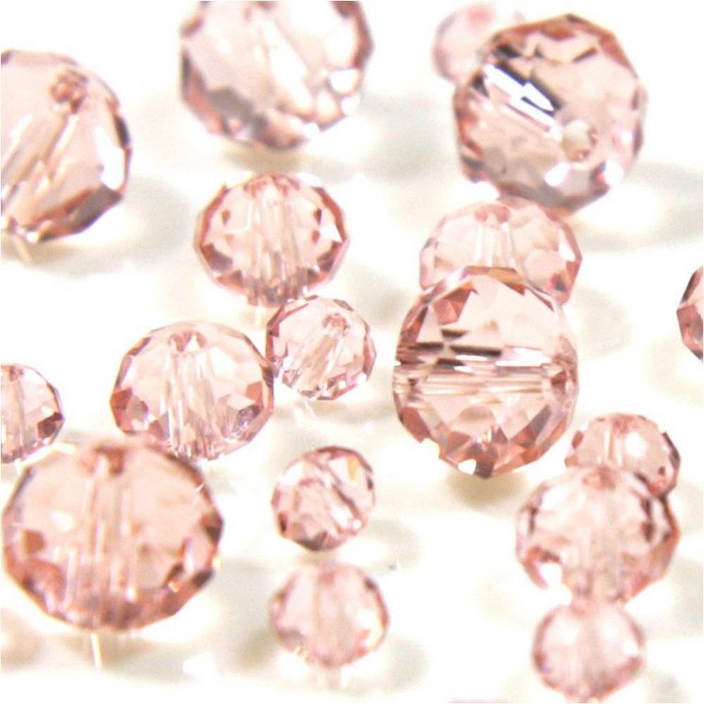 Lot de 20 perles à FACETTES 6mm en Cristal de Bohème Rose clair 
