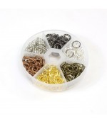 Boîte d'anneaux de jonction 10x1mm en laiton - Multicolore