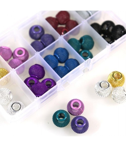 Kit de perles boules tressées de plusieurs couleurs