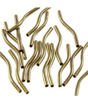 Perles tubes ondulées 21 mm (100 pièces) - Bronze