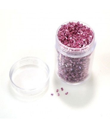 Perles de rocaille irisées tubes à facettes 1.8 à 2.3 mm (3000 pièces) - Magenta