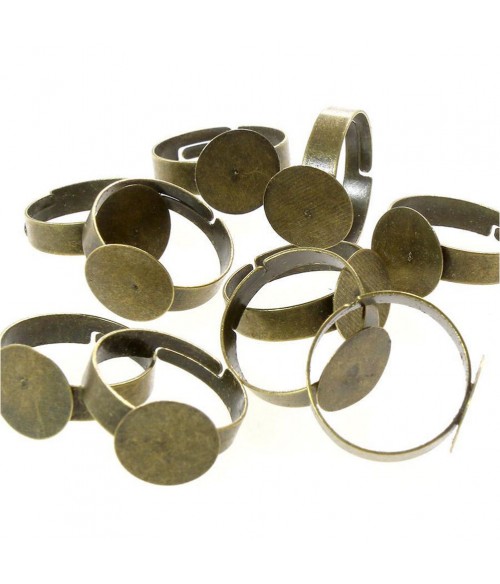 Supports de bagues réglables pour la création de bijoux tamis 12 mm (10 pièces)