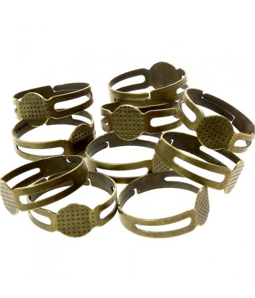 Supports de bagues réglables pour la création de bijoux tamis 8 mm (10 pièces)