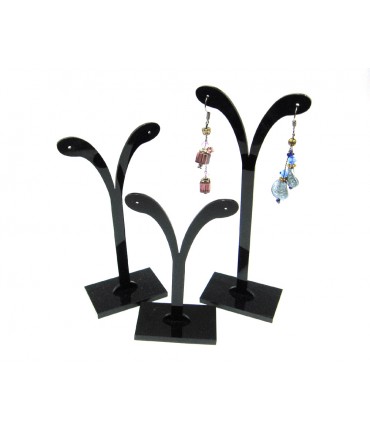 Présentoirs boucles d'oreille plastique en V lot de 3 - Noir