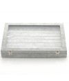 Coffret mallette pour bagues velours épais gris