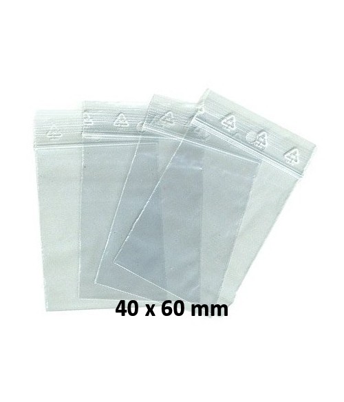 Sachets pochettes plastique zip 40 x 60 mm