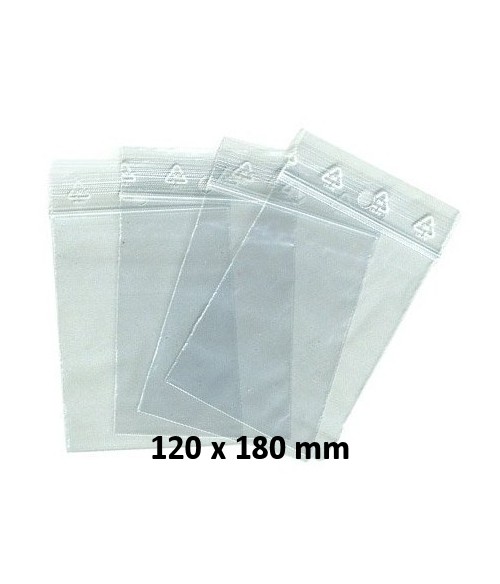Sachets pochettes plastique zip 120 x 180 mm