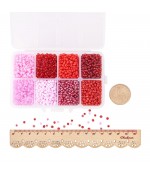 Kit perles de rocaille 3 mm rouge rose (4200 pièces)