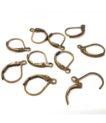 Support boucles d'oreilles dormeuses 15 x 10 mm (10 pièces) - Bronze