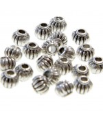 Perles metal ronde striée 4 mm - Argenté