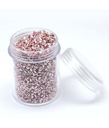 Perles de rocaille irisées tubes à facettes 1.8 à 2.3 mm (3000 pièces) - Rose bonbon