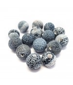 Perles rondes pierre gemme naturelle agate craquelée teinte bleu