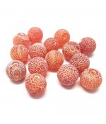 Perles rondes pierre gemme naturelle teinte agate craquelée rouge
