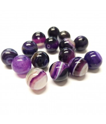 Perles rondes pierre gemme naturelle teinte agate striée