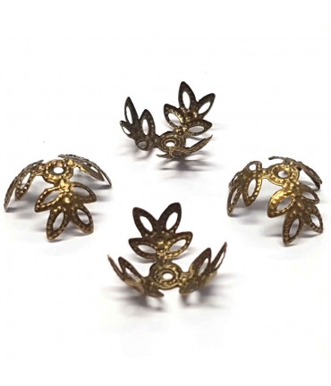 Calottes coupelles fleurs 3 pétales pour perles (50 pièces) - Bronze