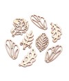 Breloque pendentif en bois feuilles assorties (lot de 5)