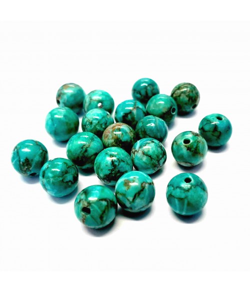Perles rondes pierre gemme naturelle turquoise africaine