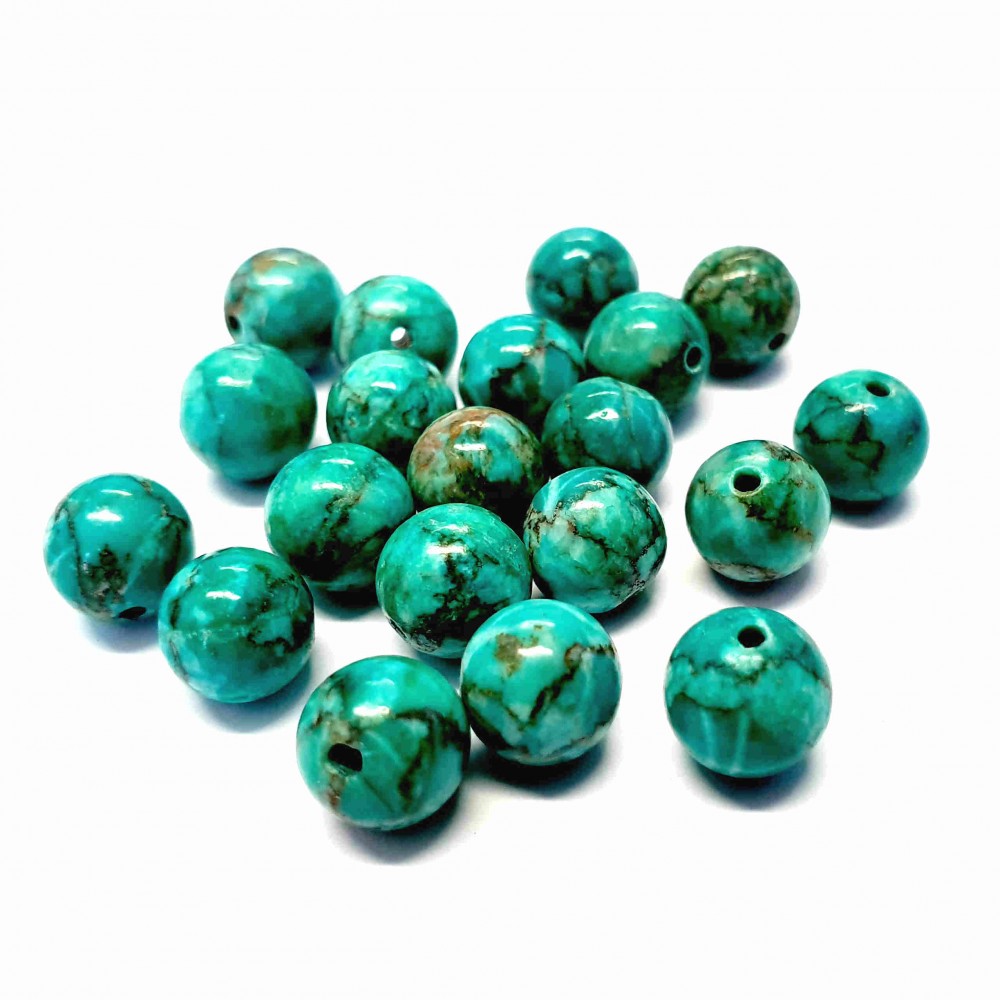 25 perles en  turquoise naturel africain 8 mm