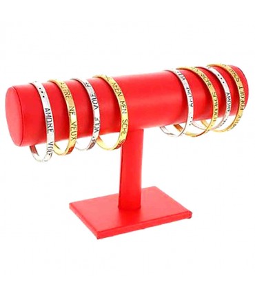 Support bracelet montres jonc en simili cuir à 1 rang - Rouge