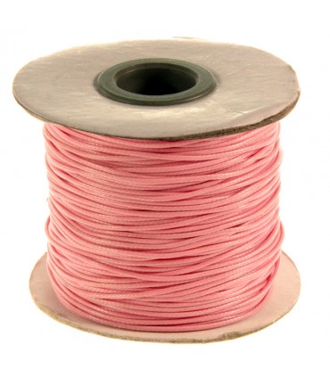 Fil coton ciré 1 mm en bobine de 80 mètres - Rose