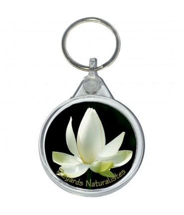 Porte clé photo lotus blanc
