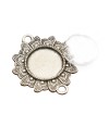 Kit connecteur Flower 34 x 28 mm avec cabochon verre (5 kits)