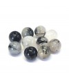 Perles rondes pierre gemme naturelle quartz tourmaline noire