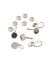 Kit boucles dormeuses + cabochon 12 mm (6 kits)