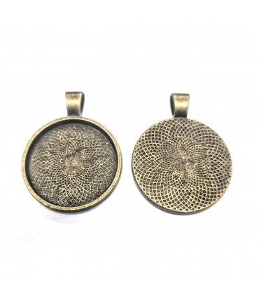 Support cabochon pendentif Rosace 36 x 28 mm (5 pièces) - Bronze