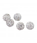 Perles rondes polymère avec strass 10mm (5 pièces) - Cristal