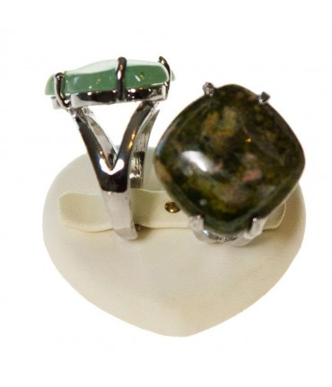 Mini presentoir bague alliance cœur simili cuir (2 bagues) - Ivoire